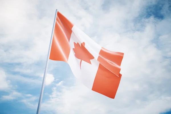 Bandeira canadense no fundo do céu — Fotografia de Stock