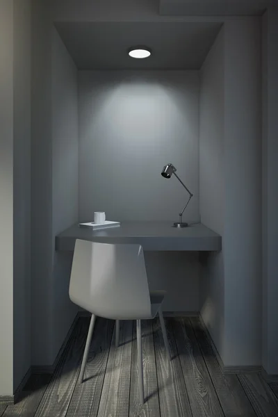 Kantor hitam kecil dengan dinding depan kosong — Stok Foto