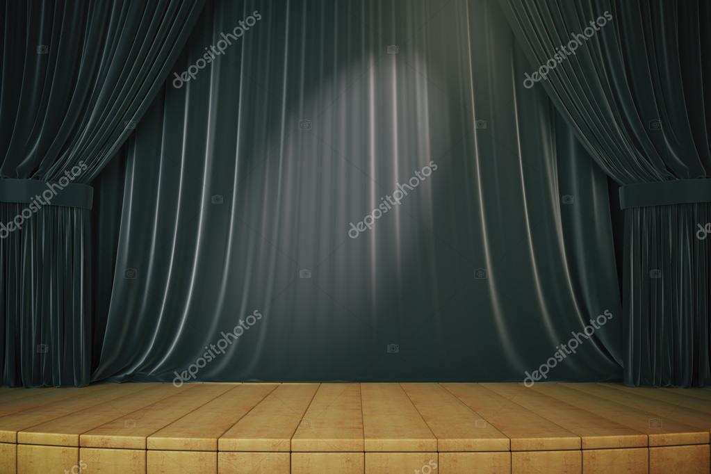Podium met zwarte gordijnen — Stockfoto © peshkova #101695668 Podium met zwarte gordijnen — Stockfoto © peshkova #101695668