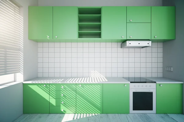 Зеленый дизайн кухни — стоковое фото