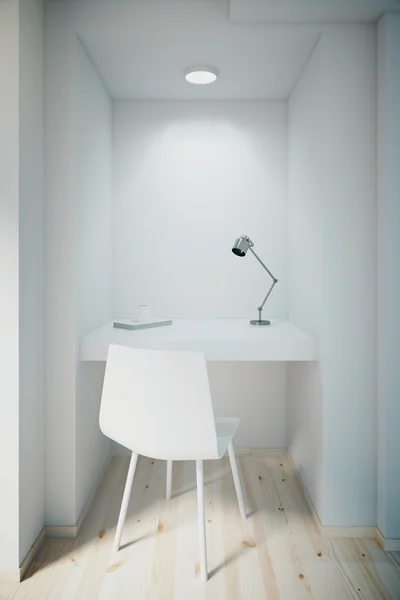 Small white office with blank front wall — Stock Photo, Image