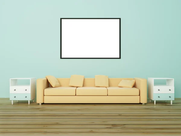 Picture frame and sofa — Stock Photo, Image