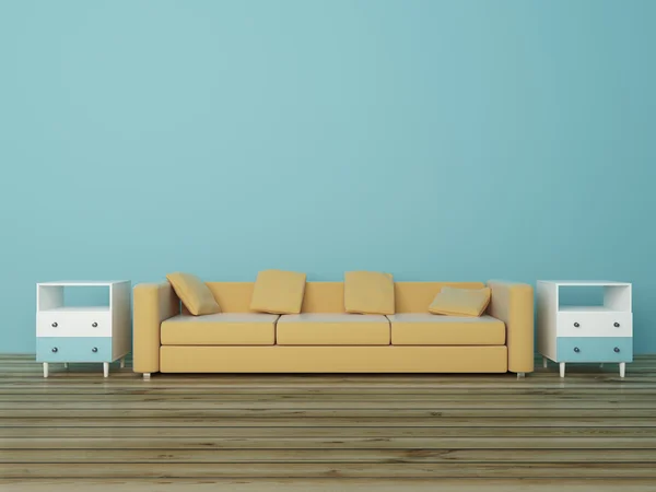 Sofa im hellblauen Zimmer — Stockfoto