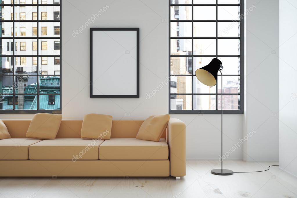 Interior design with blank frame