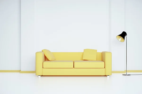 Kamer met gele sofa — Stockfoto