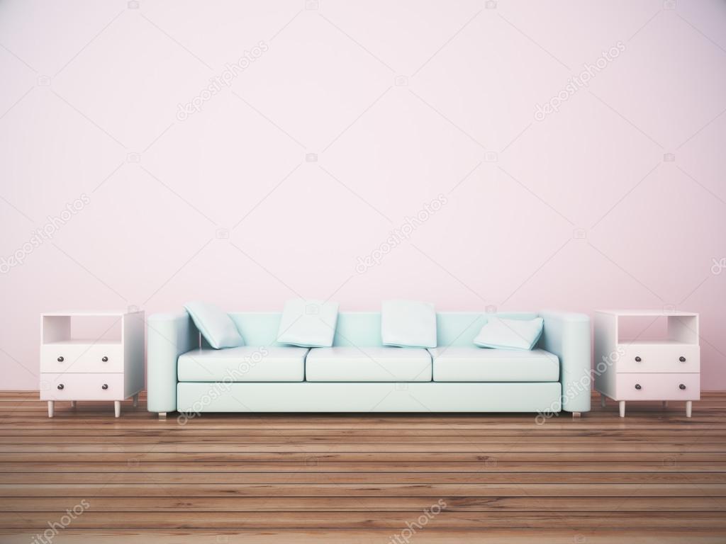 Sofa in pink room