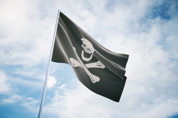 Bandeira pirata no fundo do céu — Fotografia de Stock