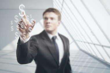 Dolar işareti dokunmadan işadamı