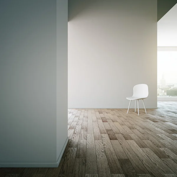 Pareti bianche e pavimento in legno — Foto Stock