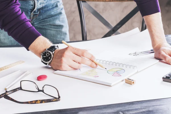 Gráfico de negocios en copybook — Foto de Stock