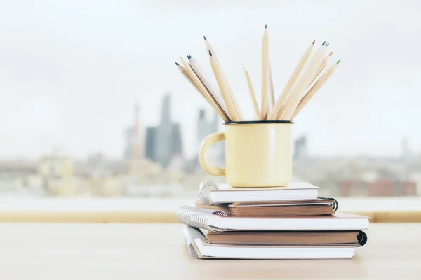 Mug with wooden pencils — Stock Photo, Image