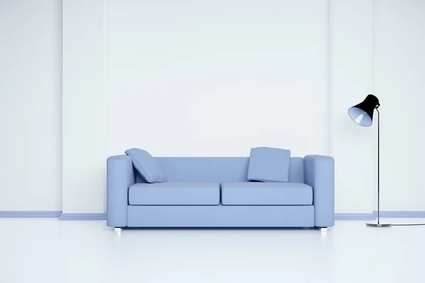 Camera con divano blu — Foto Stock
