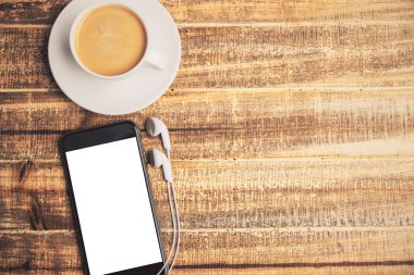 Kahve ve ahşap telefon