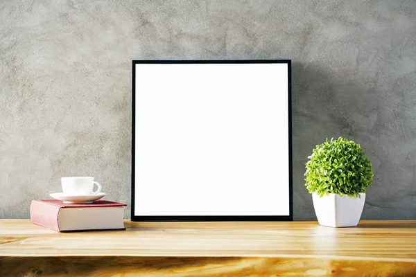 Table with blank frame — Stock Photo, Image