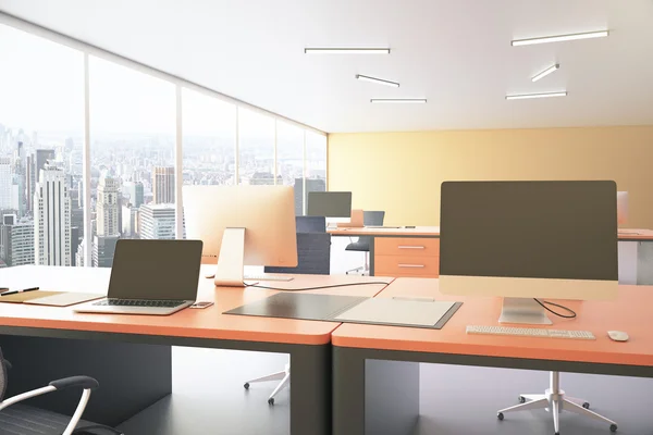 Orange office arbetsyta — Stockfoto