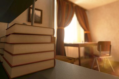 Kitap yığını portre