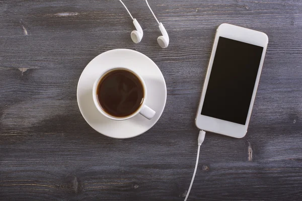 Kaffee und Telefon top — Stockfoto