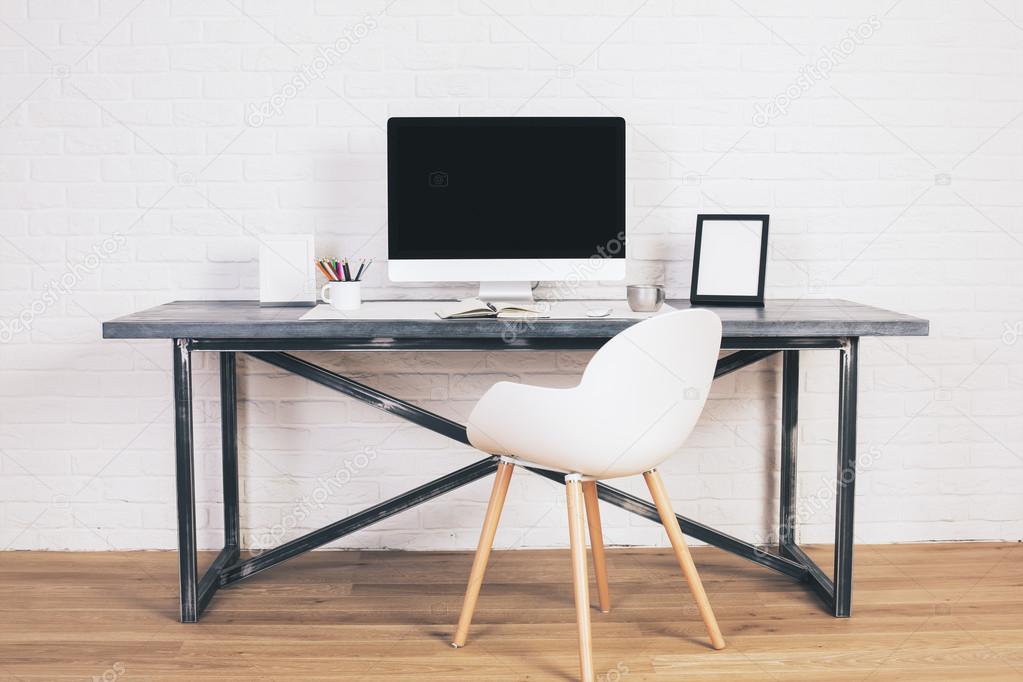 Designer desk with chair front — Stock Photo © peshkova #108862100