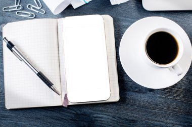 Not defteri boş beyaz telefon