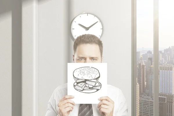 Man can't wait for lunch — Stock Photo, Image