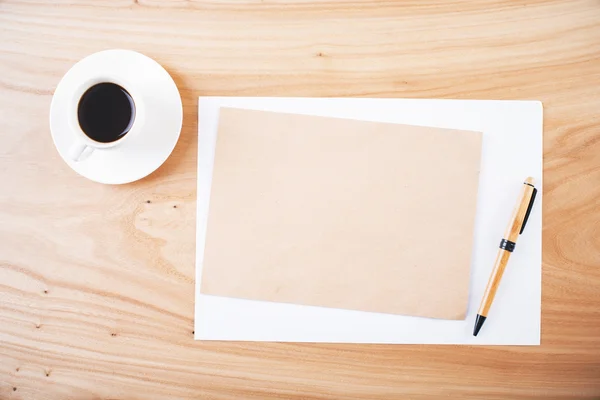 Blank paper and coffee — Stock Photo, Image
