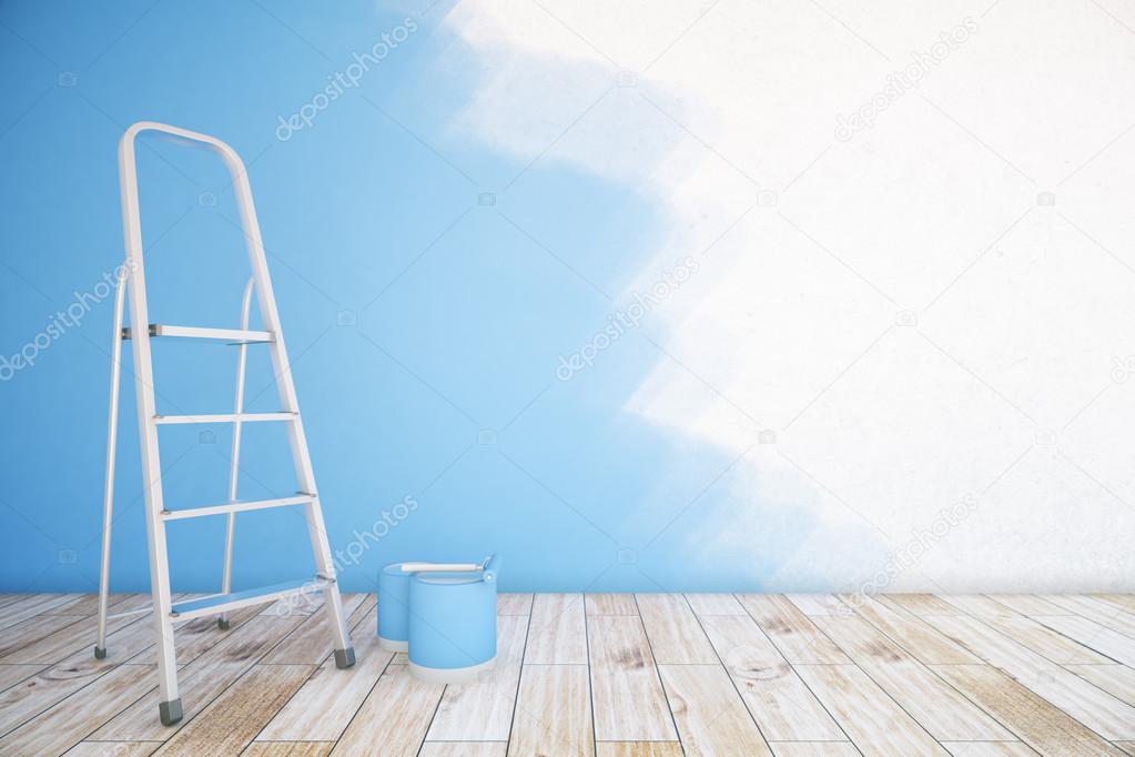 Unfinshed kék szoba — Stock Fotó © peshkova 110648448