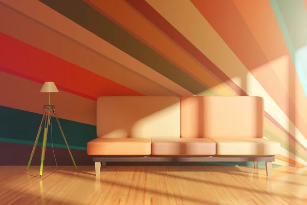 Kleurrijke interieur met sofa — Stockfoto