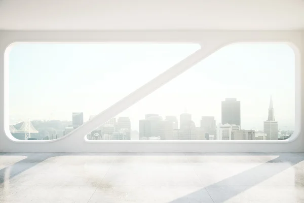 Betonnen interieur met panoramisch raam — Stockfoto