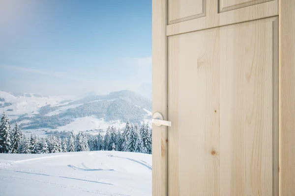 Open door with landscape view — Stock Photo, Image