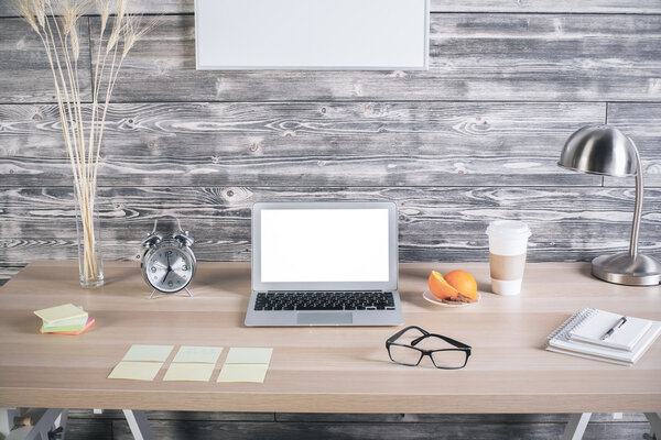 Creative designer desktop white laptop