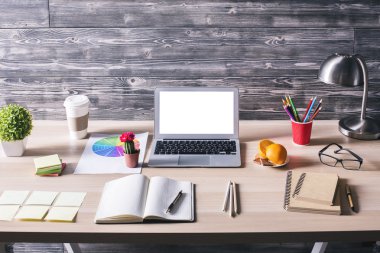 Modern yaratıcı masaüstü beyaz dizüstü bilgisayar