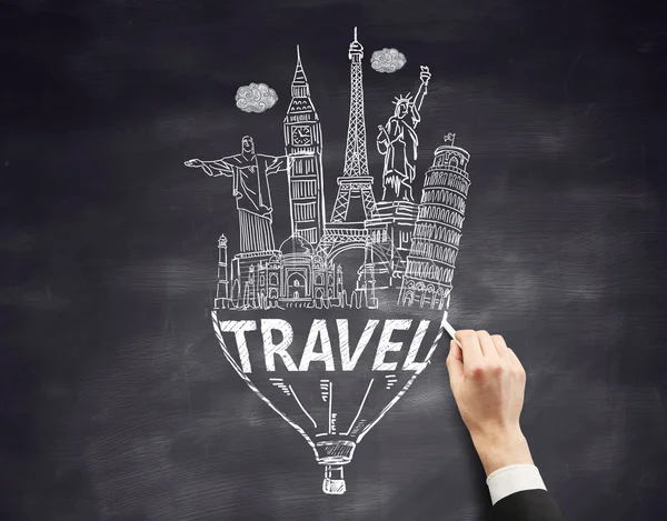 Travel concept on chalkboard — Stock Photo, Image