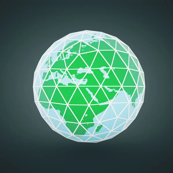 Gerahmt polygonaler Globus dunkler Hintergrund — Stockfoto