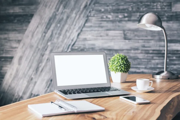 Creative wooden workplace — Stock Photo, Image