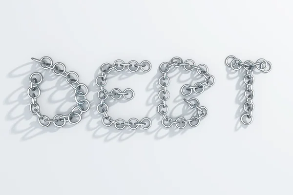 Deuda escrita con cadenas — Foto de Stock