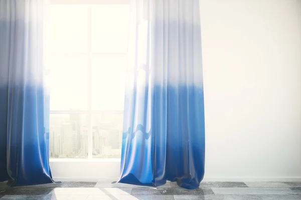 Blå gardiner i inre — Stockfoto