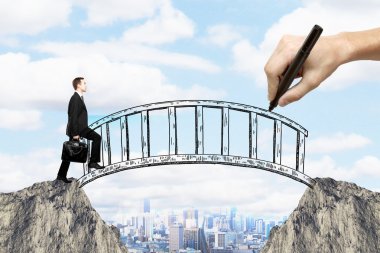 Man on bridge clipart