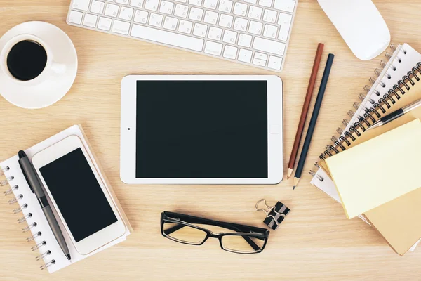 Office desk with tablet — Stock Photo, Image