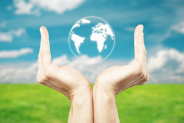 Hands holding abstract globe — Stock Photo, Image