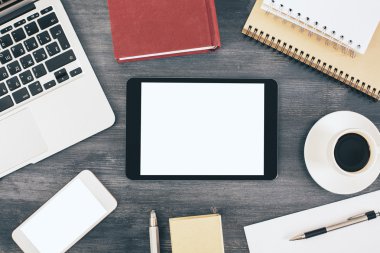 White tablet and phone