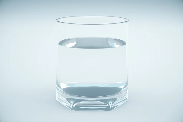 Verre plein d'eau sur fond clair. Rendu 3D — Photo