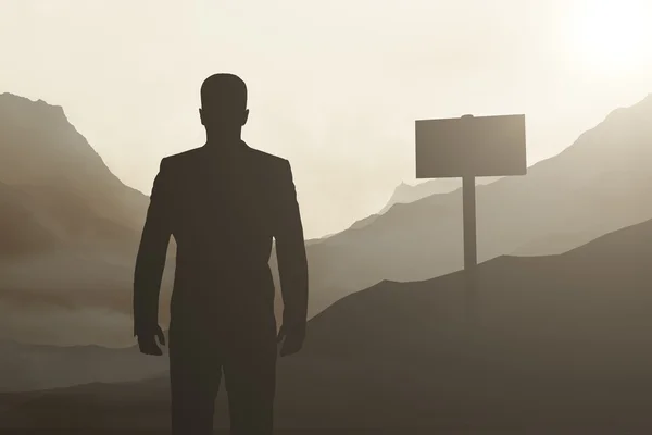 Desert man silhouette — Stock Photo, Image