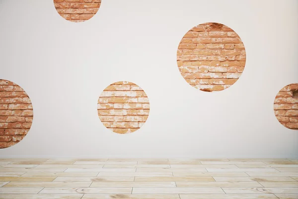 Бетонная стена, круги из красного кирпича — стоковое фото