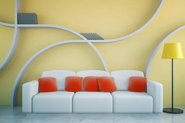 Sarı oturma odası iç — Stok fotoğraf