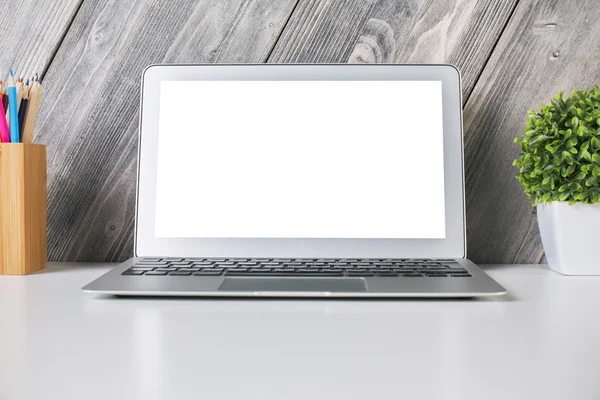 Přední bílé laptop — Stock fotografie