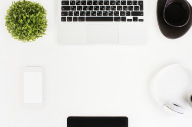White desktop with technology