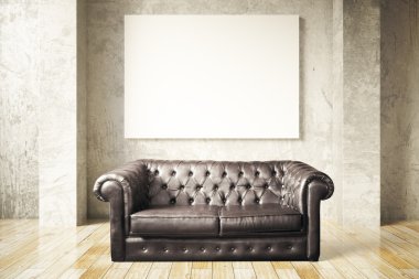 Sofa and blank billboard clipart