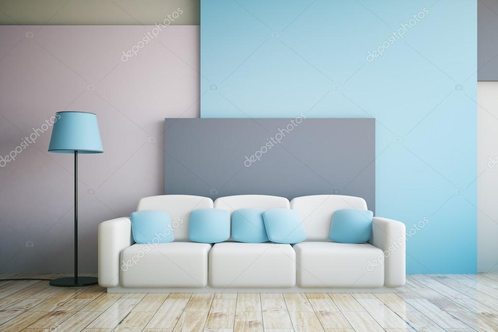Fotos de Interior de la habitación gris y azul - Imagen de © peshkova