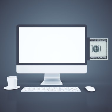 Dollar banknote in monitor