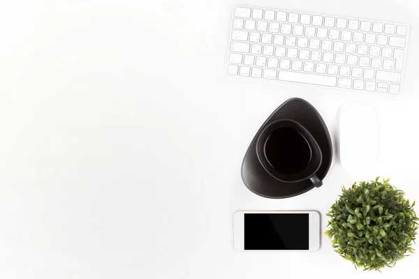 White office desktop with technology — Stock Photo, Image
